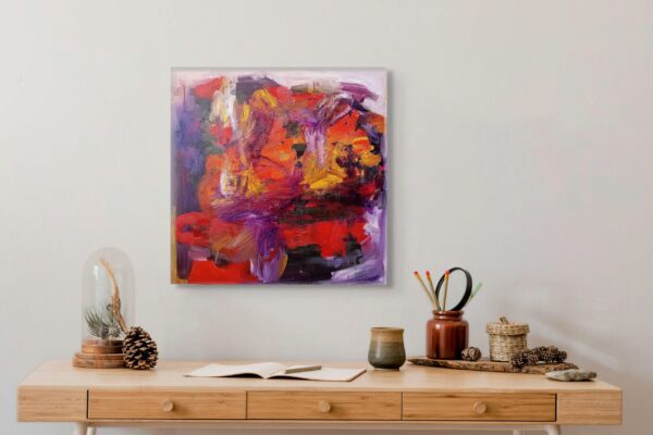 A beleza infernal da criação 2023 pintura abstrata original Ana Rolaça Costa em parede