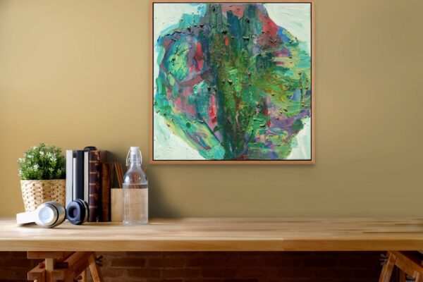Verde Fluído 2021 Pintura Abstrata original de Ana Rolaça Costa com moldura