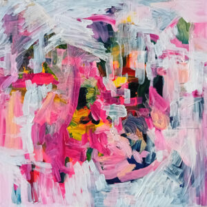 A forma rosa vista de dentro, pintura abstrata original de Ana Rolaça Costa