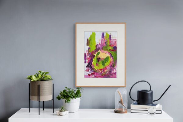 Beetroot 4, pintura a óleo, arte abstracta criada por Ana Rolaça Costa com moldura