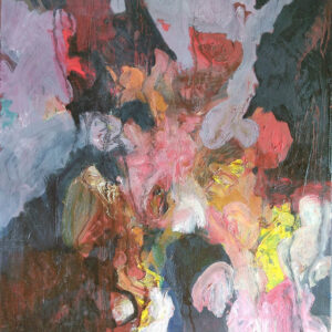 cascata de flores roxas pintura abstrata original criada por Ana Rolaça Costa